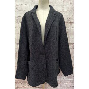 Lands End Womens 2X 20W-22W Blazer Jacket Knit Heather Gray